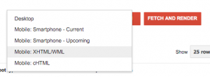 Google Search Console, render as Mobile: Smartphone - upcoming