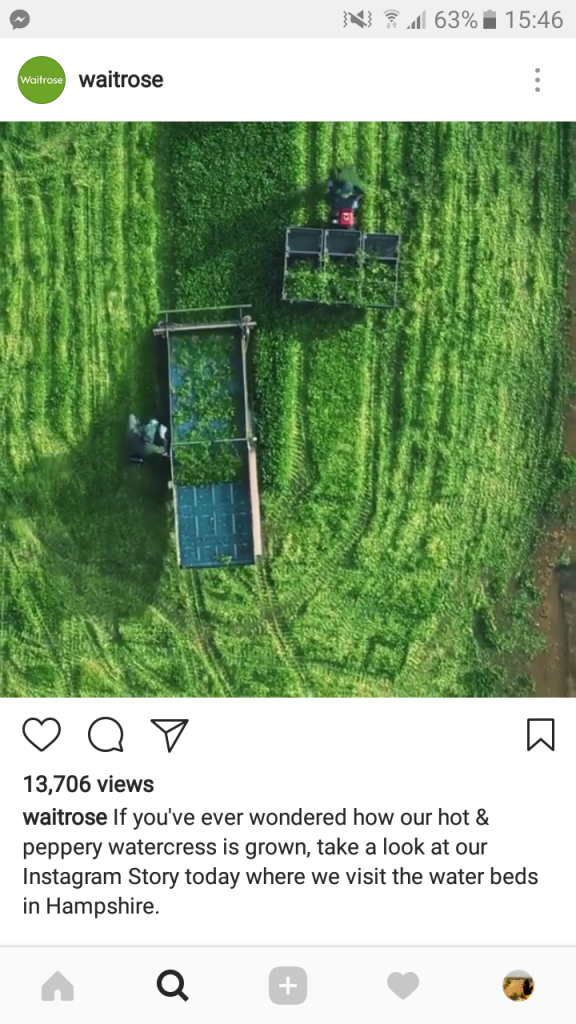 screenshot of Waitrose Instagram advertising campaign